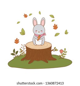 cute rabbit in the field woodland character