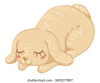 Cute rabbit flat hand drawn vector illustration. Colorful drawing in scandinavian style. Abstract cartoon animal. Simple single element isolated on white for easter design, print, decor, card, sticker