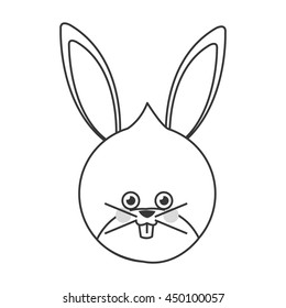 Cute rabbit flat icon isolated vector illustration