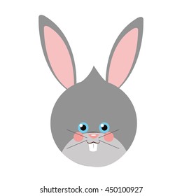 Cute rabbit flat icon isolated vector illustration