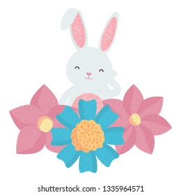 cute rabbit with floral decoration character