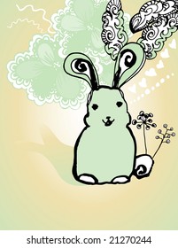 cute rabbit with flower