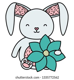 cute rabbit with flower character