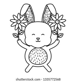 cute rabbit with flower character
