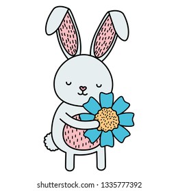 cute rabbit with flower character