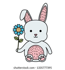 cute rabbit with flower character