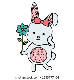 cute rabbit with flower character