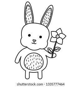 cute rabbit with flower character