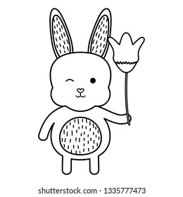 cute rabbit with flower character