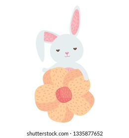 cute rabbit with flower character