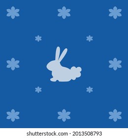 Cute rabbit and flower on blue background. seamless Pattern for textile fabric wallpaper gift paper wrap. vector illustration.