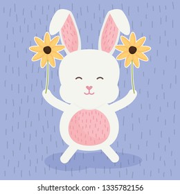 cute rabbit with flowers