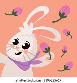 cute rabbit and flowers design