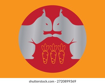 Design de ilustração de coelho bonito e flores vetor com padrões florais