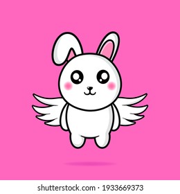 süßes Kaninchen-Fliegendesign Maskottchen kawaii
