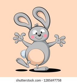 Cute rabbit - funny hello illustration. Vector eps 10