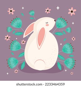 cute rabbit in garden scene