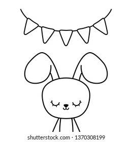 cute rabbit with garlands hanging