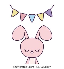 cute rabbit with garlands hanging