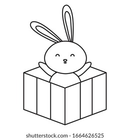 cute rabbit in gift box isolated icon vector illustration design