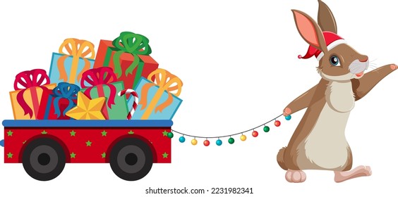 Geruchskaninchen mit Geschenkbox-Illustration