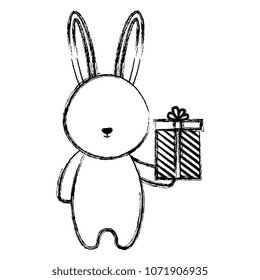 cute rabbit with giftbox character