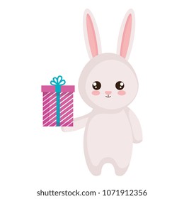 cute rabbit with giftbox character