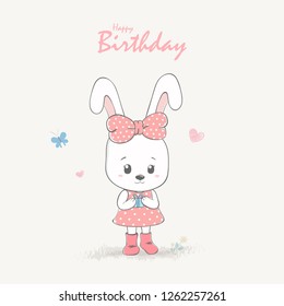 Cute Bunny Rabbit Mouse Best Friends Stock Vector (Royalty Free ...