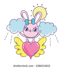 cute rabbit girl valentines day