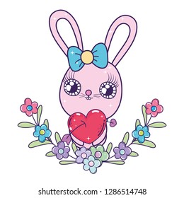 cute rabbit girl valentines day