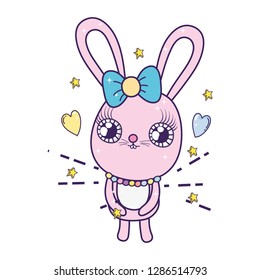 cute rabbit girl valentines day