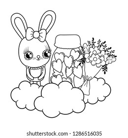 cute rabbit girl valentines day
