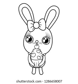 cute rabbit girl valentines day