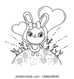cute rabbit girl valentines day