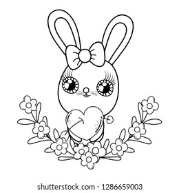 cute rabbit girl valentines day