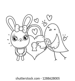 cute rabbit girl valentines day