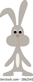 Cute rabbit of gray color. Vector cartoon simple rabbit.