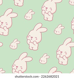 cute rabbit with green background 02A