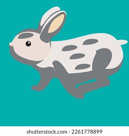 Cute rabbit with green background