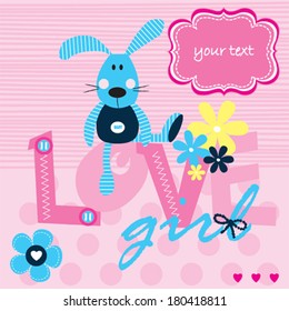 cute rabbit greeting card vector illustration