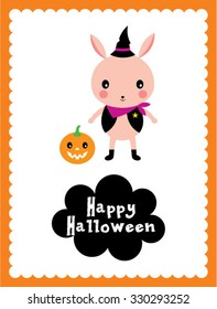 cute rabbit halloween card