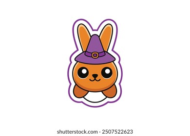 Cute rabbit with Halloween hat vector artwork illustration