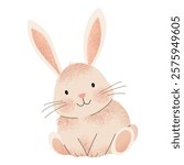 Cute rabbit. Hand drawn spring easter bunny in watercolor style. 