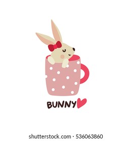 Cute rabbit. Hand drawn vector illustration. Little bunny