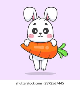 Cute Rabbit Hanging On Carrot Cartoon Vector Icon
Illustration. Animal Nature Icon Concept Isolated Premium
Vector. Flat Cartoon Style