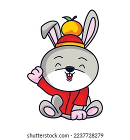 Cute rabbit Happy Chinese new year 2023 for greeting card - wealth gold money prosperity. 