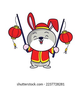 Cute rabbit Happy Chinese new year 2023 for greeting card - wealth gold money prosperity. 