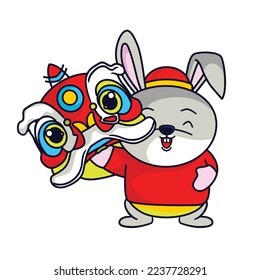 Cute rabbit Happy Chinese new year 2023 for greeting card - wealth gold money prosperity. 