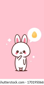 cute rabbit happy easter bunny sticker spring holiday concept vertical greeting card vector illustration