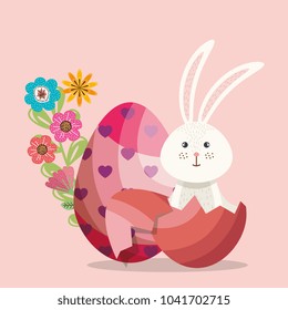 cute rabbit happy easter card
